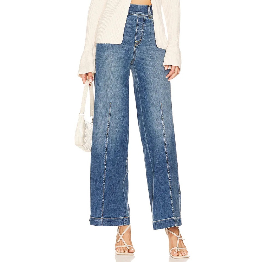 Spanx Seamed Front Wide Leg Jean in Vintage Indigo Large 20407Q
